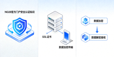 NG28官方门户安全认证标识与信息加密传输示意图，展示SSL证书与数据保护机制