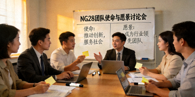 NG28团队会议讨论使命与愿景的图片