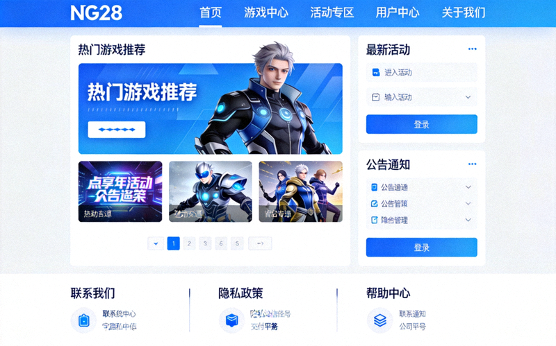 NG28游戏官方门户网站整体界面概览图，展示清晰的导航结构与信息布局